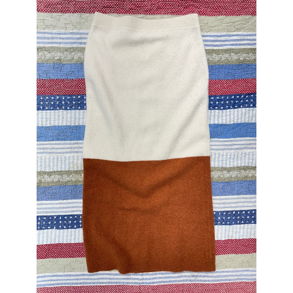 Free People Sweater Skirt Cream Brown Colorblock Merino Alpaca / Womens Small